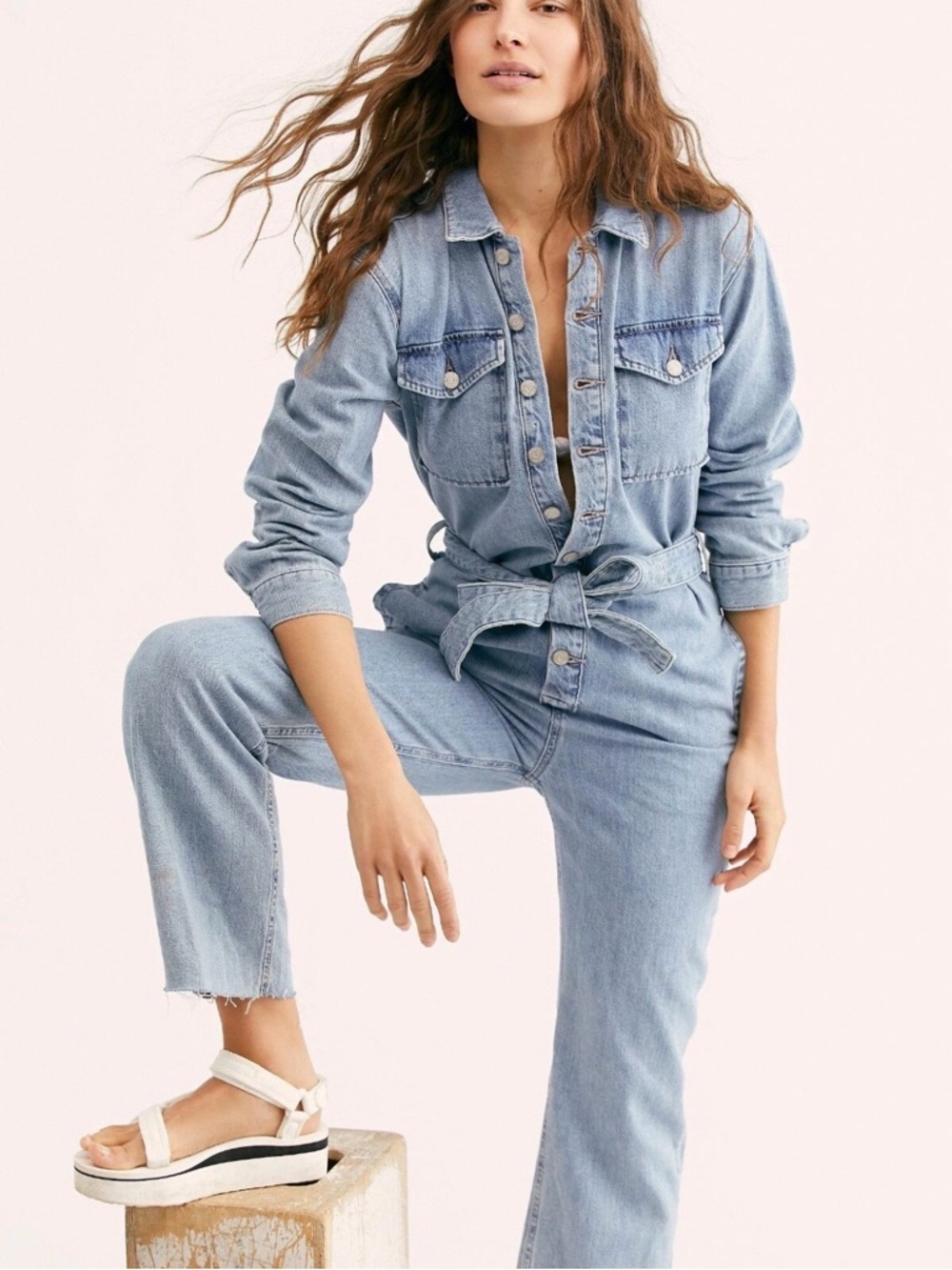 Free People Boyish Jean Jumpsuit
